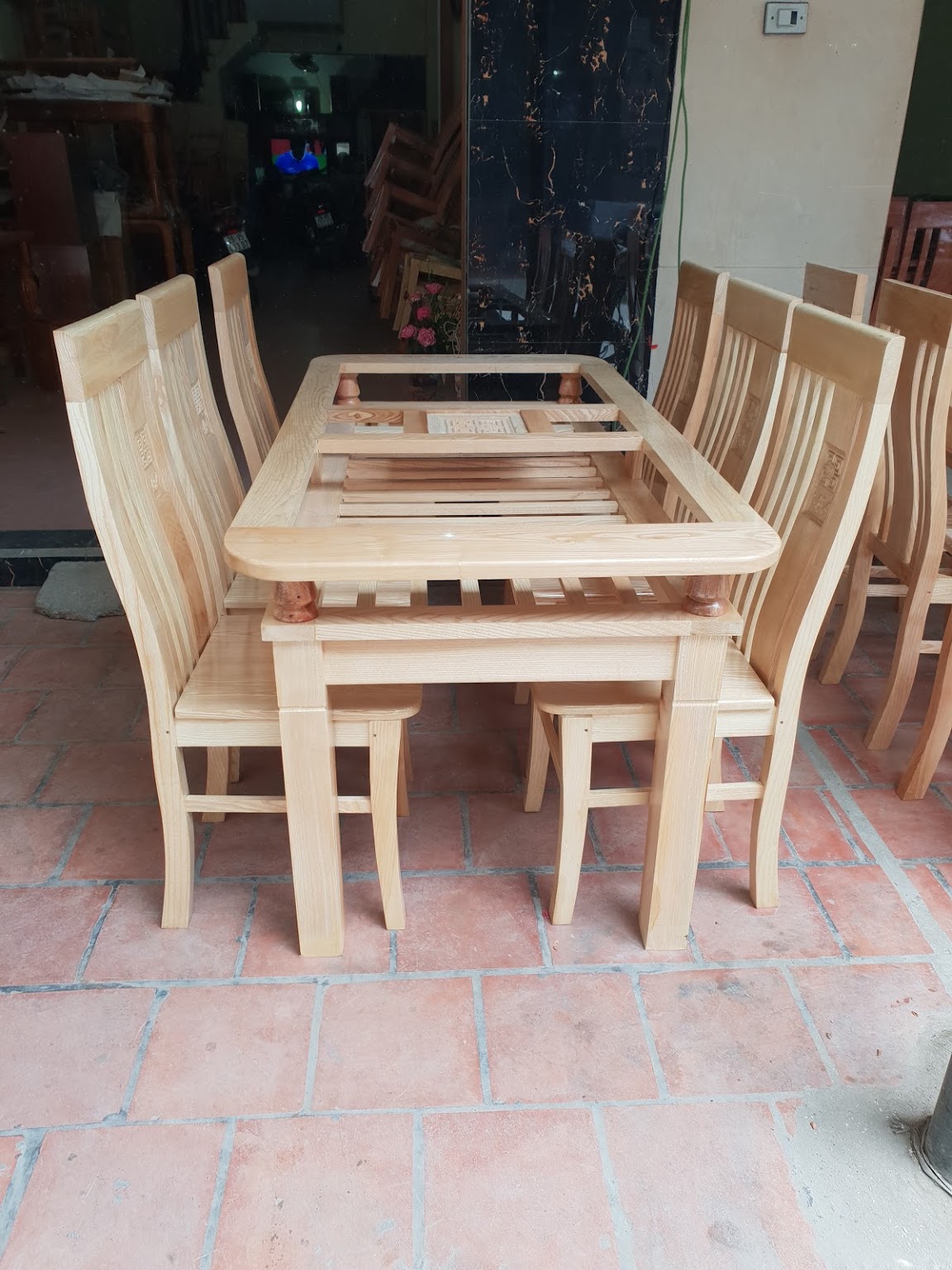 Bộ bàn ăn ghế thọ lệch bàn 2 tầng - Ảnh 5