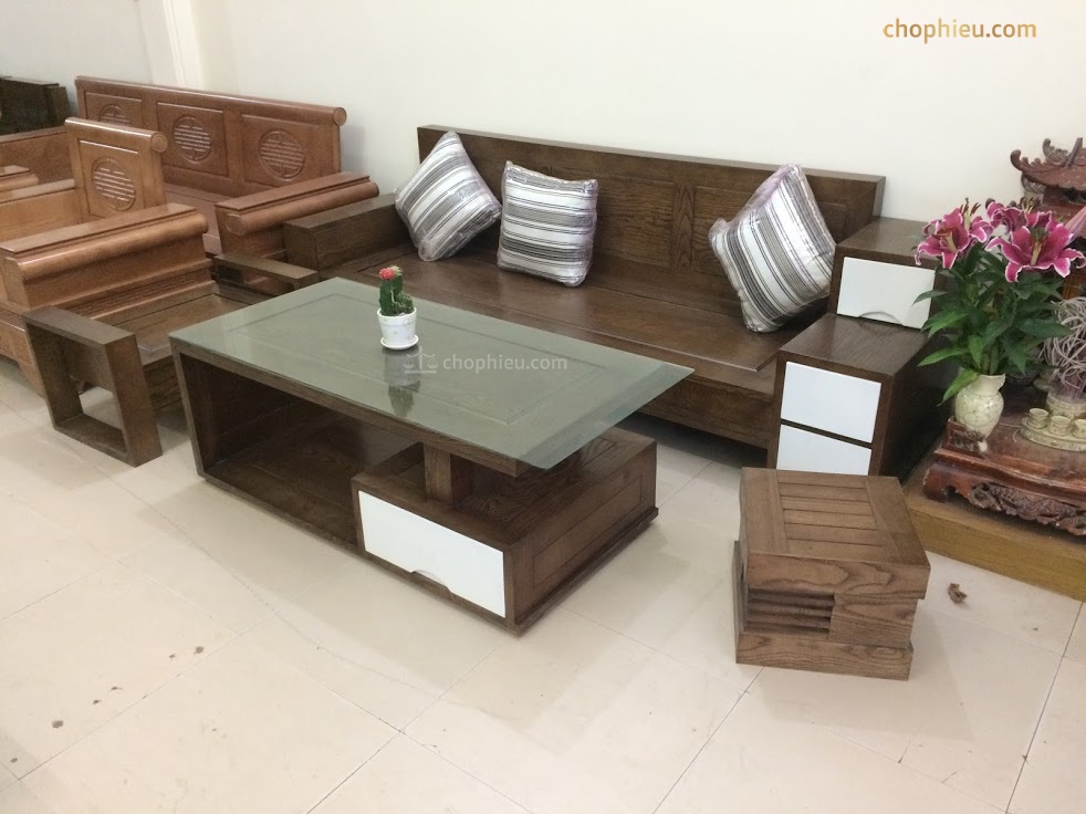 Sofa gỗ ghế băng 3 ngăn kéo