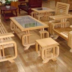 Sofa gỗ ghế chữ G sồi