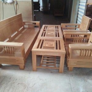 Sofa gỗ ghế đối 2 tầng sồi
