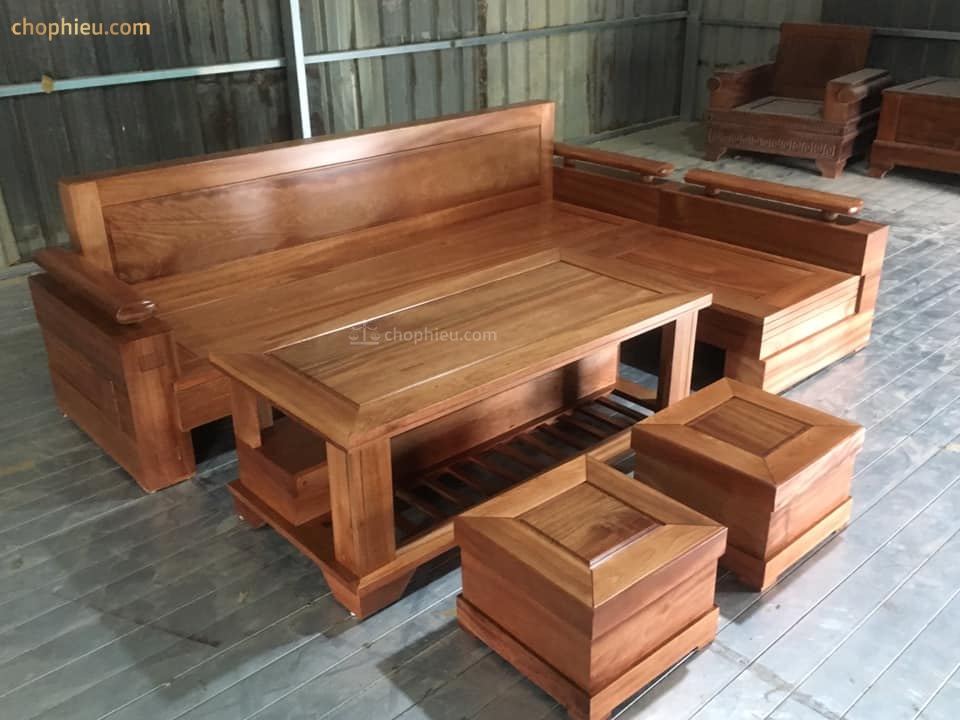 Sofa gỗ ghế góc hương xám - Image 2