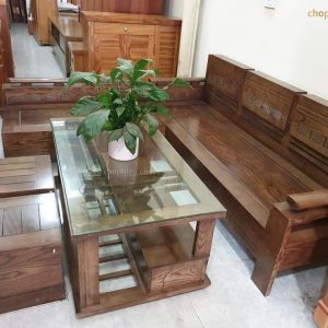 Sofa gỗ ghế góc trứng sồi