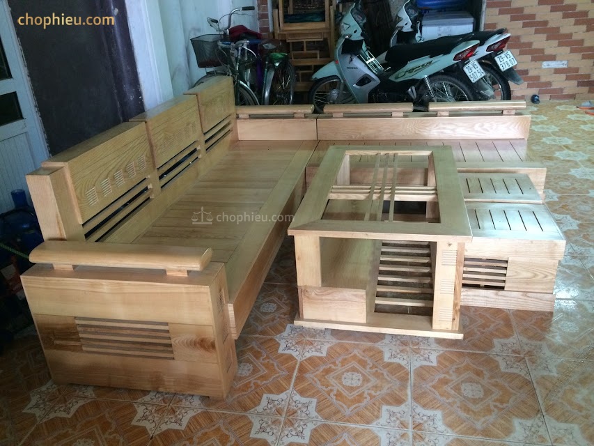 Sofa gỗ ghế góc trứng sồi - Image 2