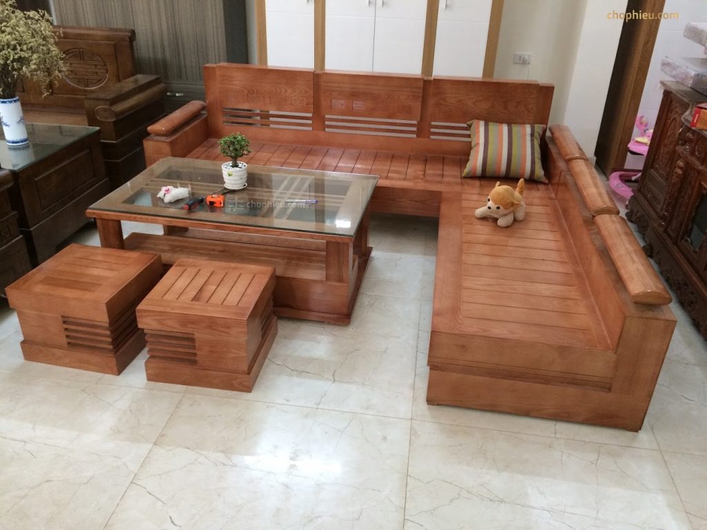 Sofa gỗ ghế góc trứng sồi - Image 4