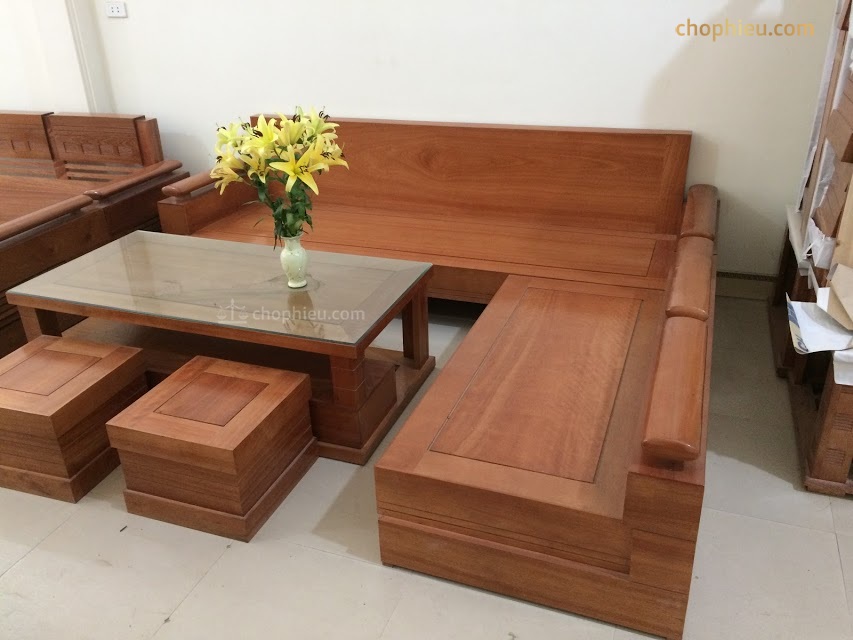Sofa gỗ ghế góc xoan đào - Image 2