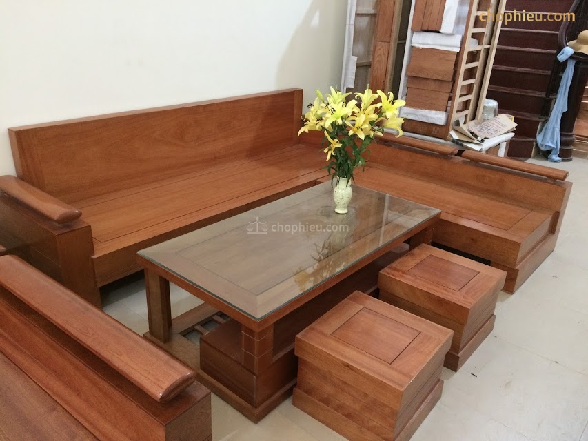Sofa gỗ ghế góc xoan đào
