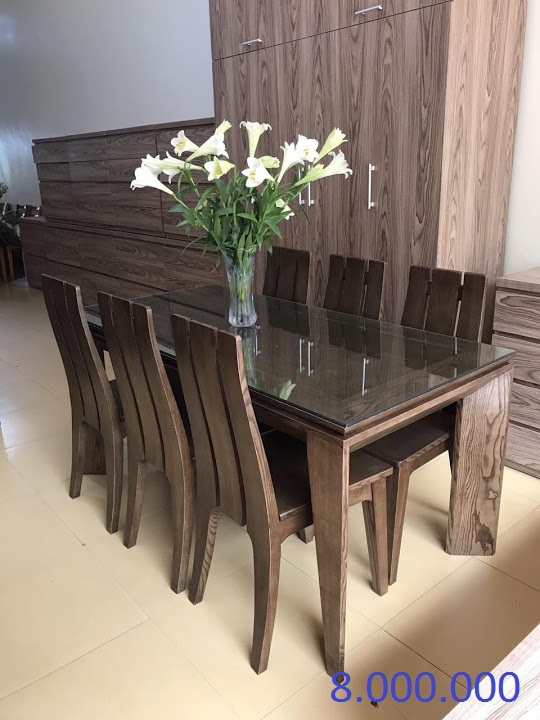 Bộ bàn ăn ghế 3 rảnh chân a vát