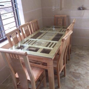 Bộ bàn ăn ghế cuốn thư