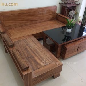 Sofa gỗ ghế góc nhỏ hương xám