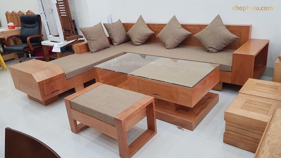 Sofa gỗ góc ô tô