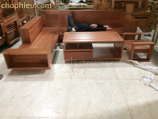 Sofa góc hộp vòng gỗ xoan đào đẹp