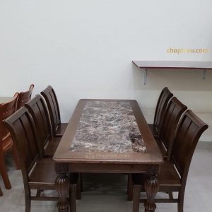 Bộ bàn ăn ghế 2 lá bàn chân hoa khế mặt đá