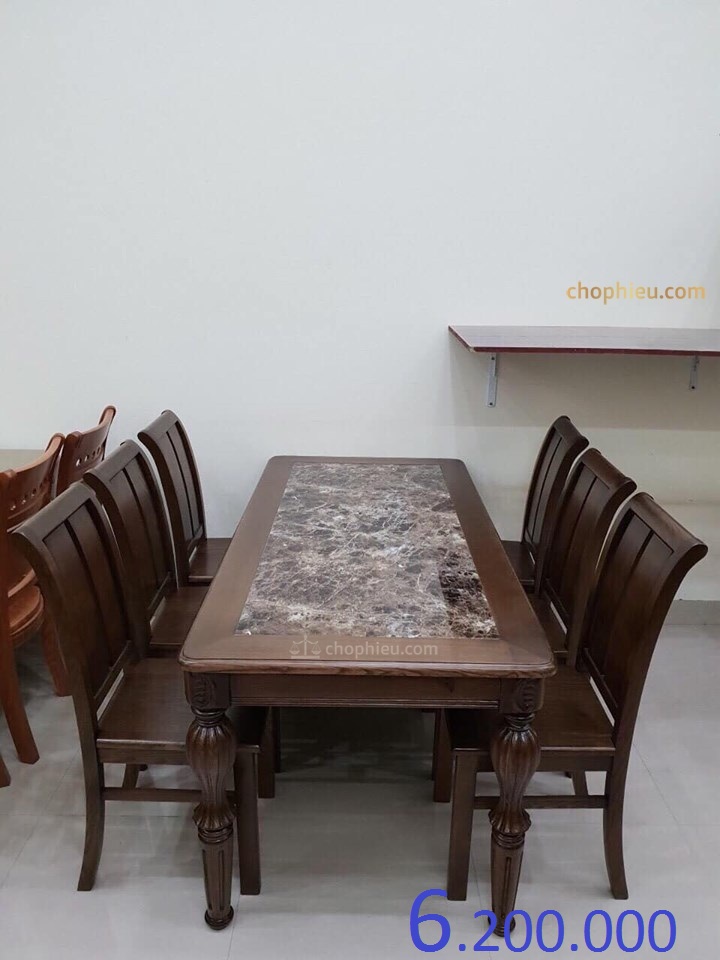 Bộ bàn ăn ghế 2 lá bàn chân hoa khế mặt đá