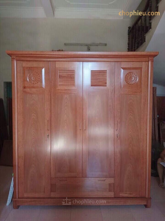 Tủ quần áo 4 cánh gỗ xoan đào - Ảnh 2