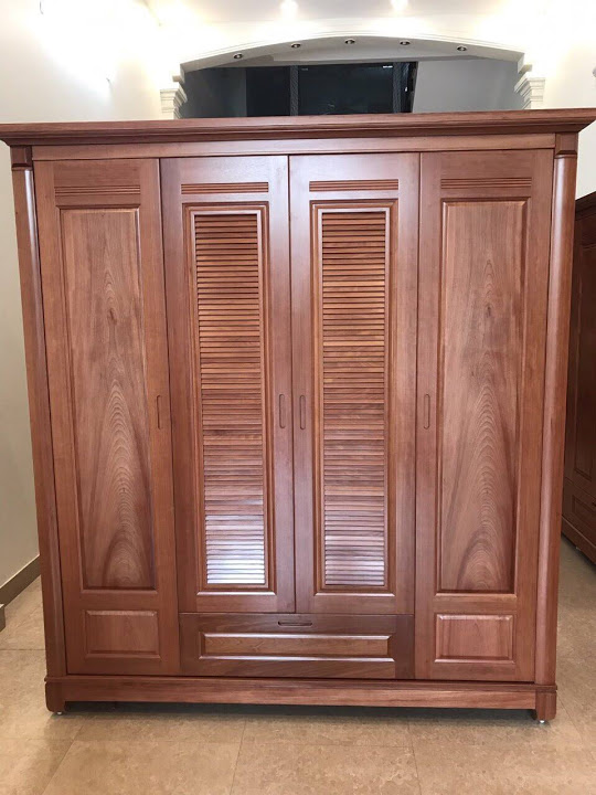 Tủ quần áo cao 4 cánh gỗ xoan đào - Image 5