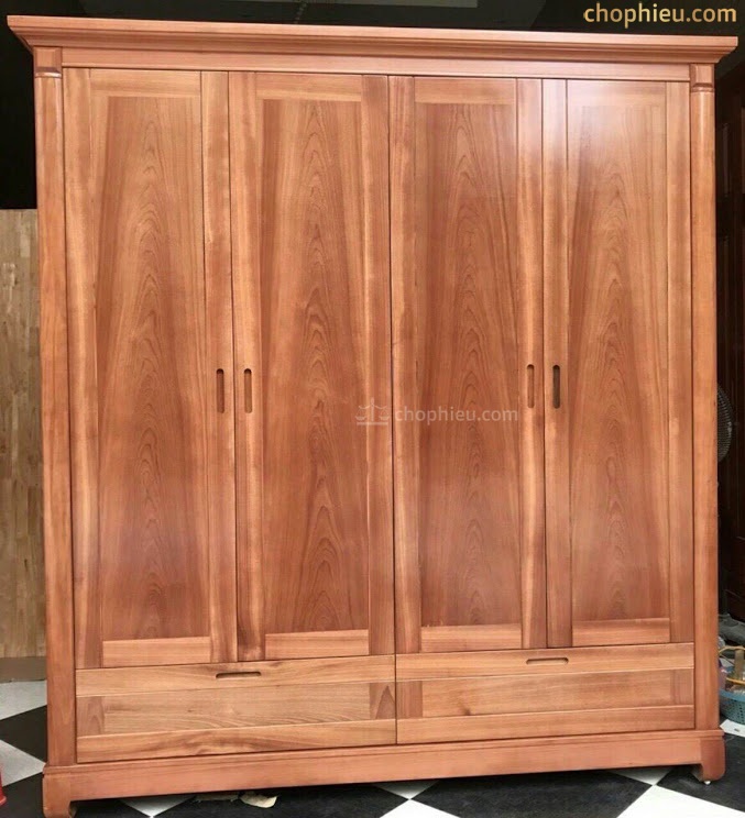 Tủ quần áo 4 cánh gỗ xoan đào - Ảnh 3
