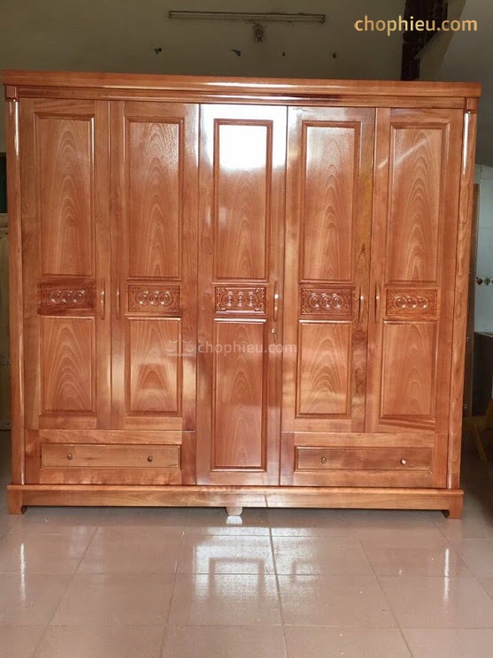 Tủ quần áo 5 cánh gỗ xoan đào
