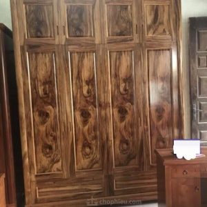 Tủ quần áo cao 4 cánh gỗ hương xám