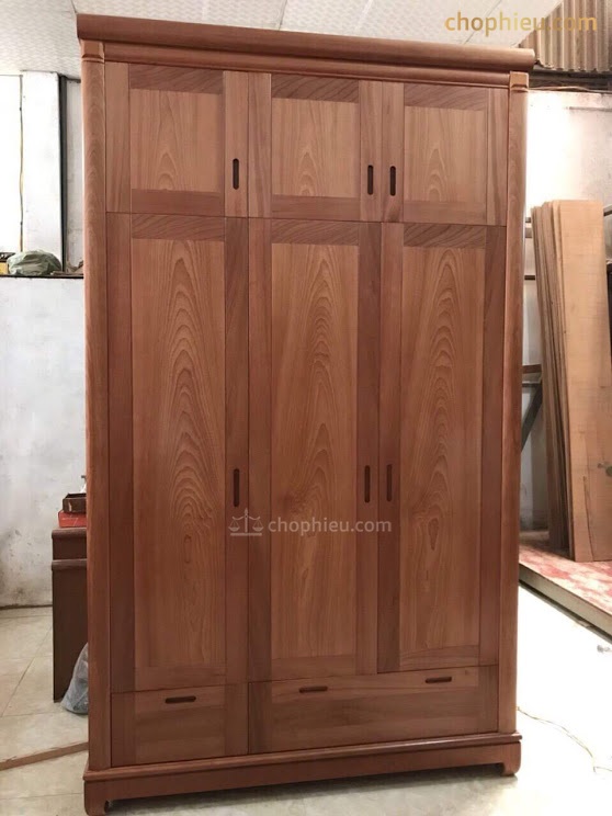 Tủ quần áo cao 4 cánh gỗ xoan đào - Image 4