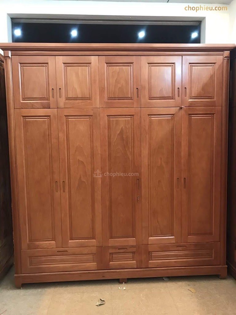Tủ quần áo cao 5 cánh gỗ xoan đào
