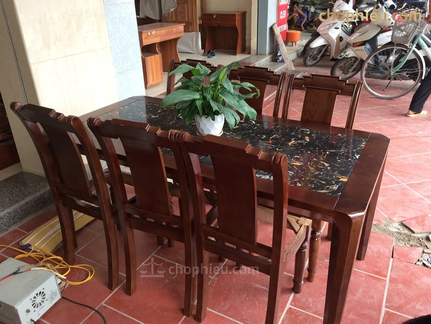 Bộ bàn ăn ghế 1 lá dọc bàn chân hươi