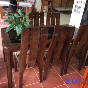 Bộ bàn ăn ghế 3 rảnh chân hươi chân chéo