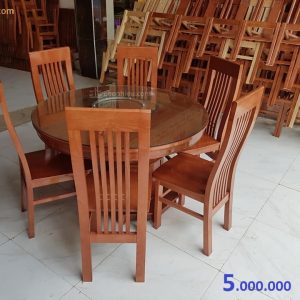 Bộ bàn ăn ghế 5 lan bàn tròn
