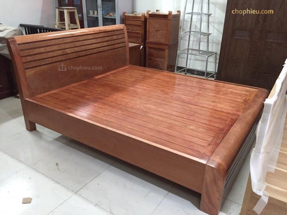 Giường chân cuốn to gỗ xoan đào - Ảnh 4