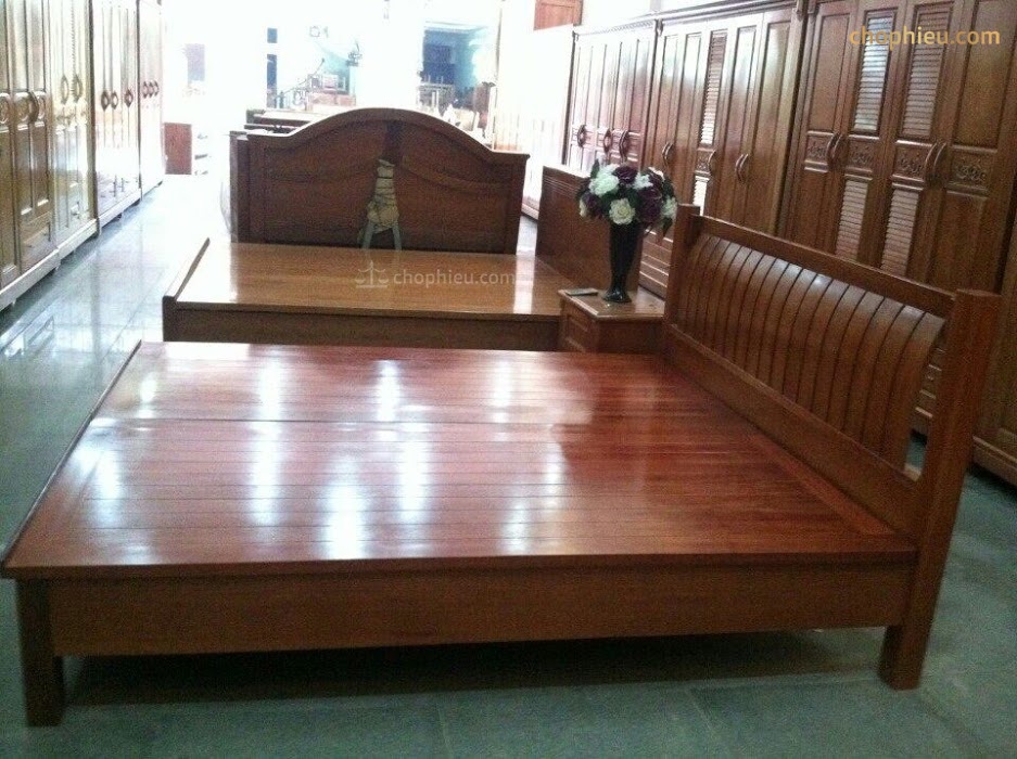 Giường chân cuốn to gỗ xoan đào - Ảnh 3