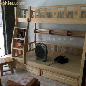 Giường tầng gỗ sồi chân uốn