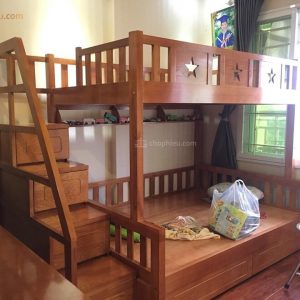 Giường tầng gỗ sồi loe