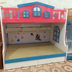 Giường tầng gỗ sồi vách bưng