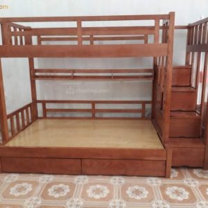 Giường tầng gỗ sồi vách thẳng