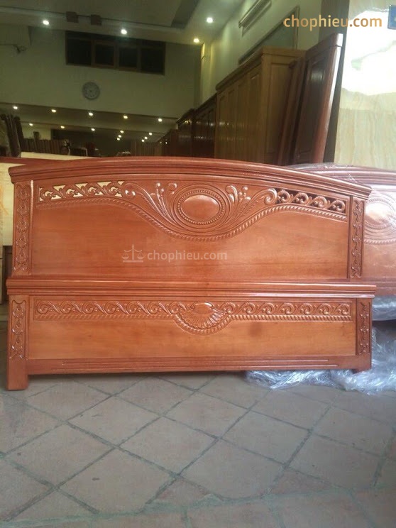 Giường xoan đào vòm tựa bục - Ảnh 2