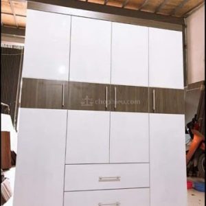 Tủ min 4 cánh cải màu 2 ngăn kéo giữa