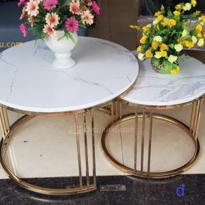 Bàn sofa cặp mạ vàng