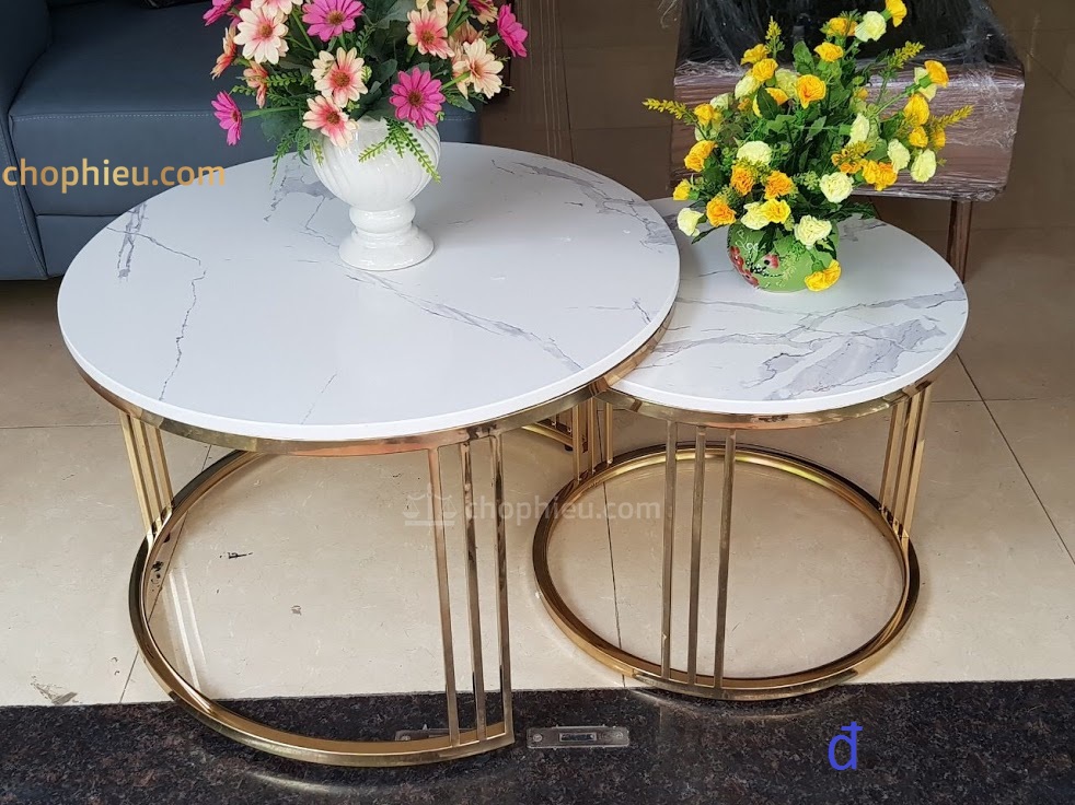 Bàn sofa cặp mạ vàng