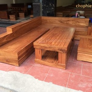 Sofa gỗ góc hương xám hộp