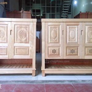 Tủ giày gỗ sồi có hộc dưới