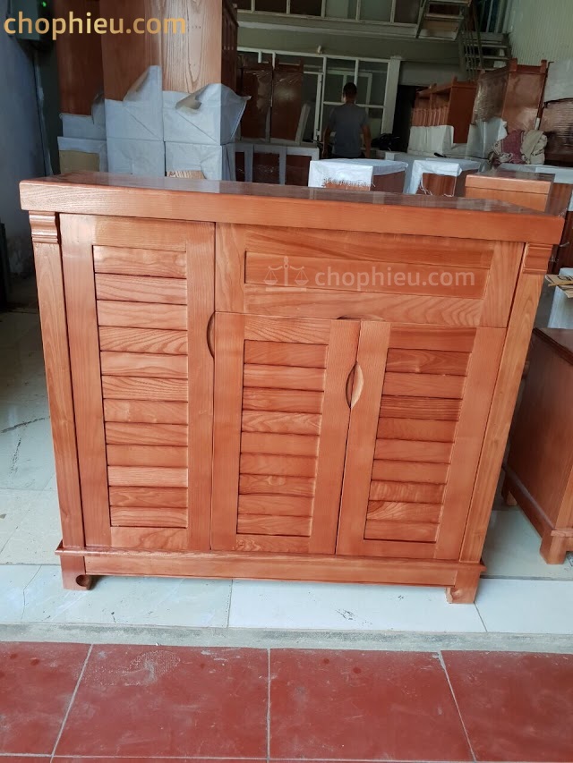 Tủ giày gỗ sồi mặt nan - Image 3