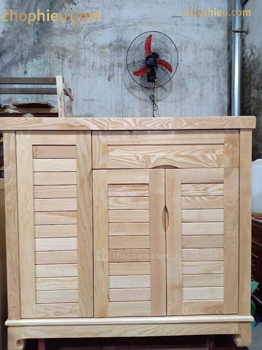 Tủ giày gỗ sồi mặt nan