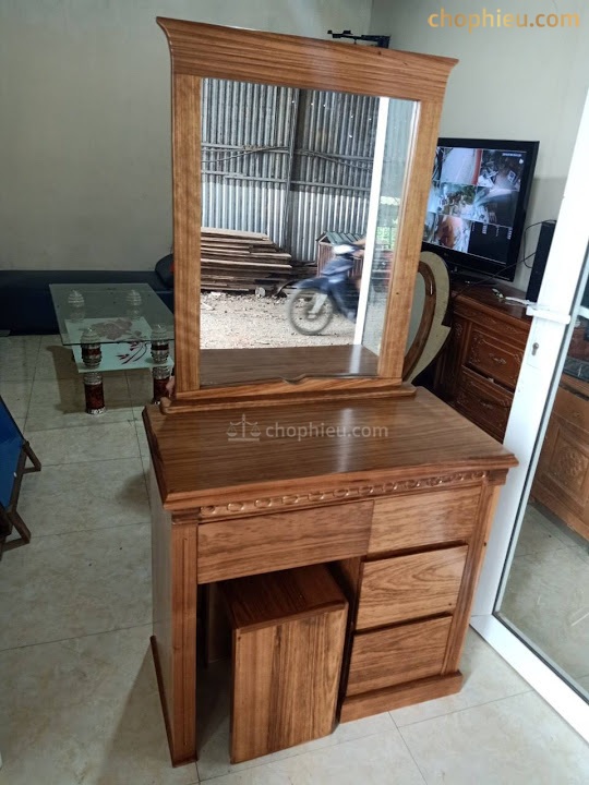 Bàn trang điểm gỗ hương xám 3 ngăn kéo - Ảnh 2