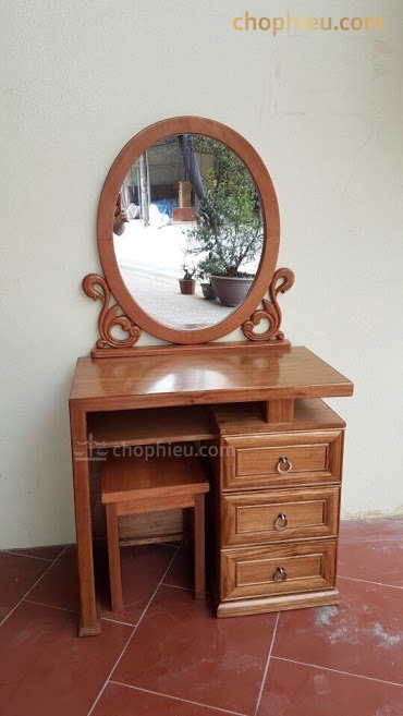 Bàn trang điểm gỗ hương xám 3 ngăn kéo - Ảnh 3