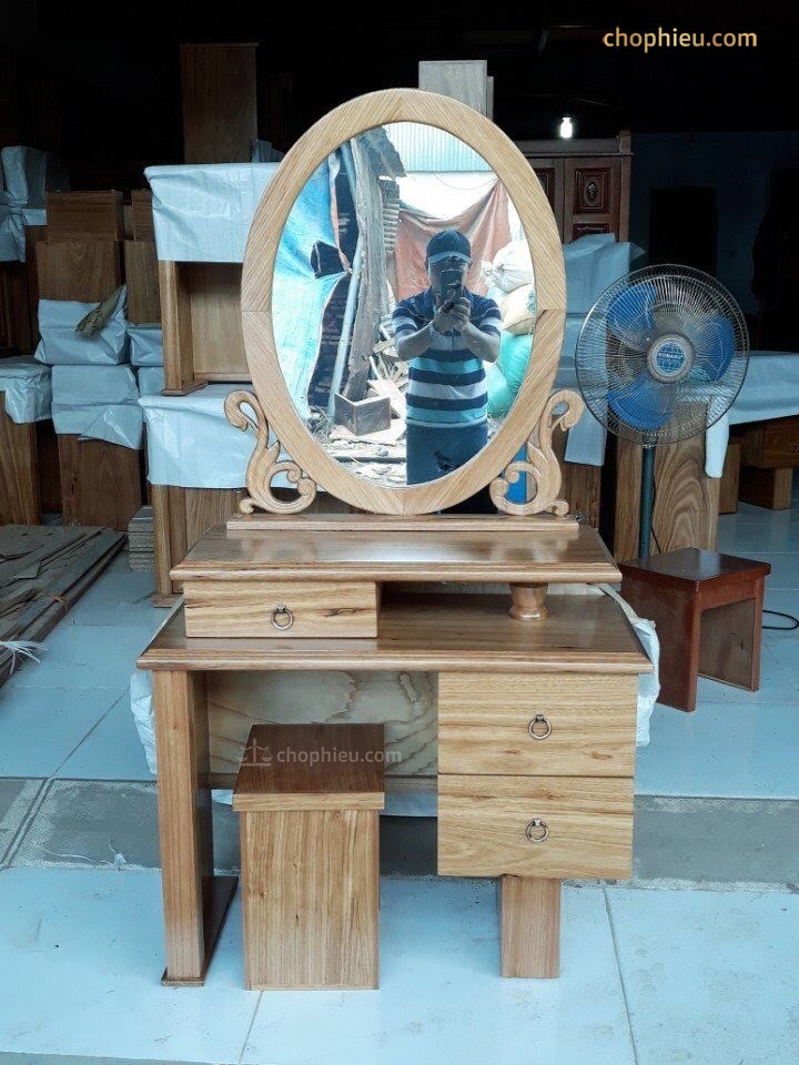 Bàn trang điểm gỗ hương xám 3 ngăn kéo - Ảnh 4