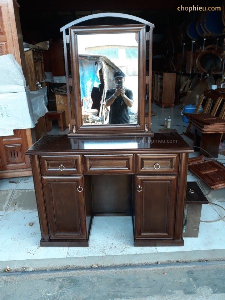 Bàn trang điểm gỗ óc chó 1m