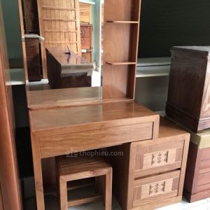 Bàn trang điểm gỗ xoan đào gương vuông