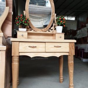 Bàn trang điểm gỗ sồi chân tiện