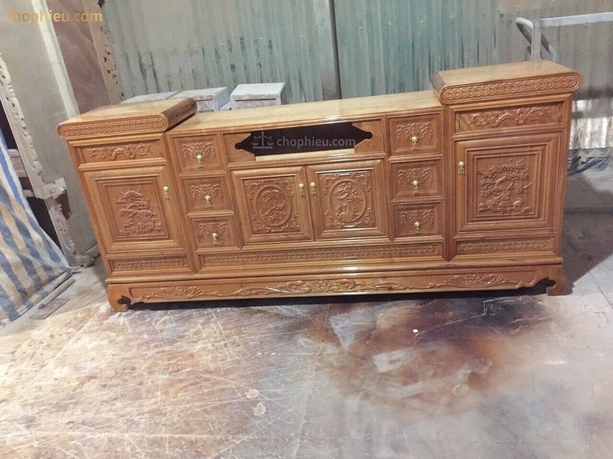 Kệ 6 ngăn kéo gỗ xoan đào - Ảnh 2