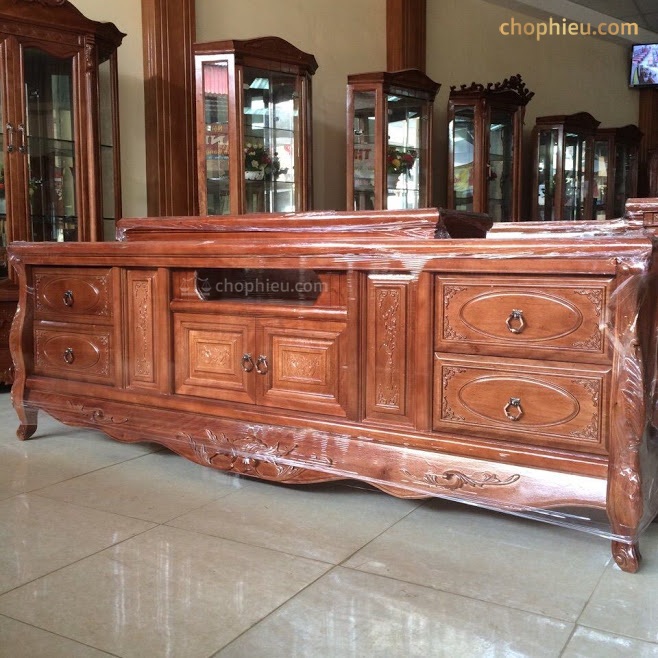 Kệ tân cổ điển cánh nhỏ gỗ xoan đào - Image 3