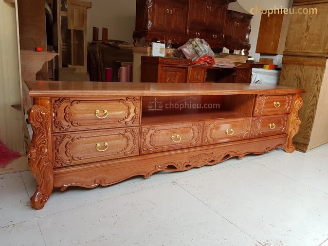 Kệ tân cổ điển gỗ xoan đào - Image 2